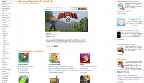 Captura de la versión web de Amazon AppStore