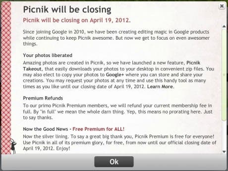 Picnik no funcionará mas en los proximos meses, Google decide cerrarlo definitivamente