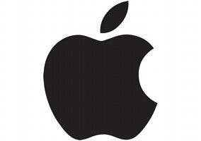 Logo con forma de manzana mordida que representa a Apple