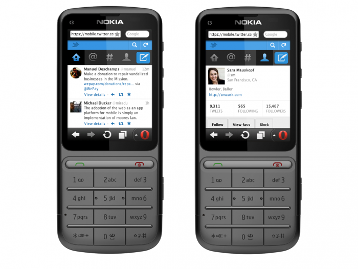 Twitter Mobile Web en un Nokia C3