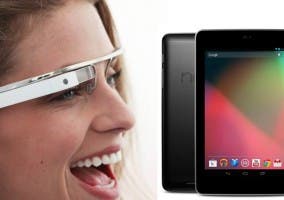 Montaje con imágenes de un prototipo de Google Glasses y un tablet Nexus 7