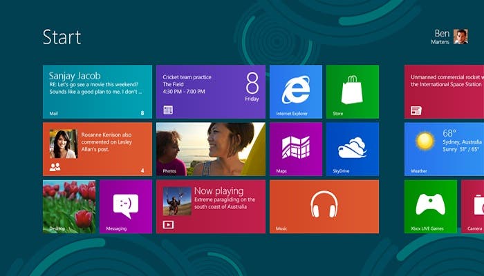 Captura de Windows 8, el sistema operativo de Microsoft Surface
