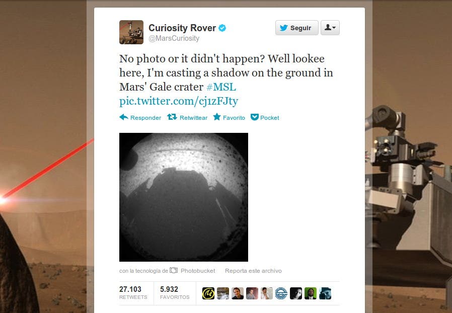 Primera imagen tomada por Curiosity en Marte