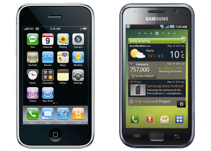 Fotografías de un Samsung Galaxy S y un iPhone de Apple