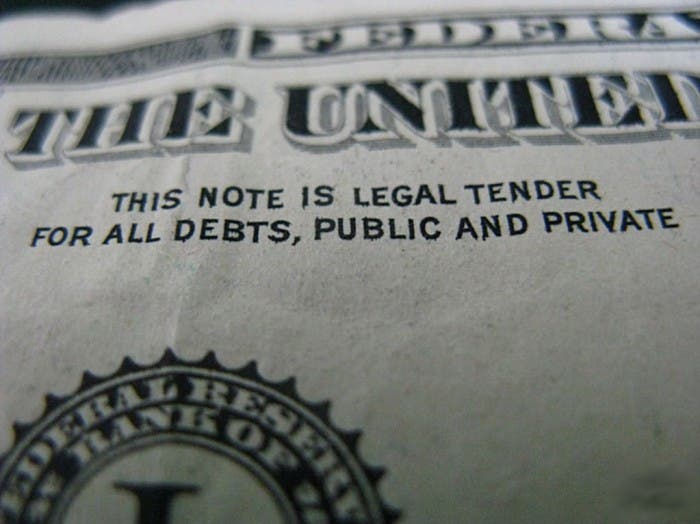 Contrato legal en billete de dólar americano