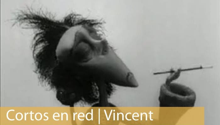 Cabecera cortos en red con imagen del corto Vincent de Tim Burton
