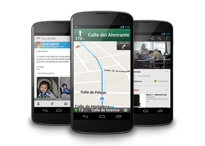 Imagen de varios smartphone Nexus 4 de LG y Google