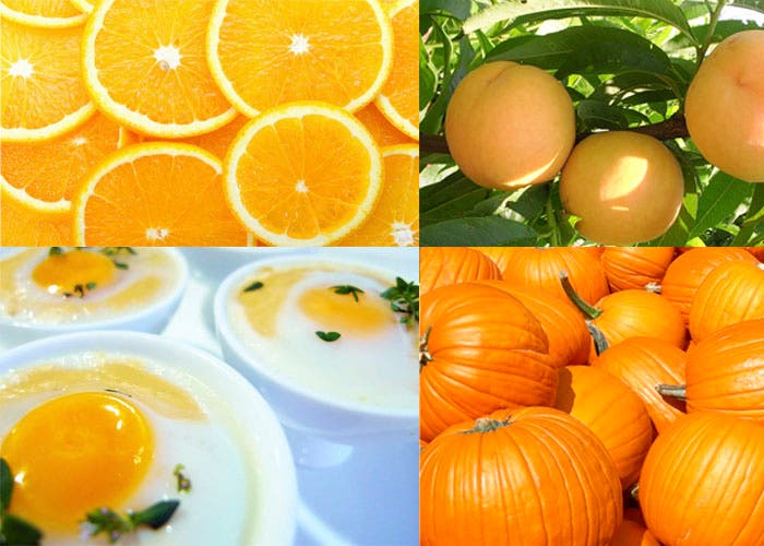 Varios alimentos de color naranja