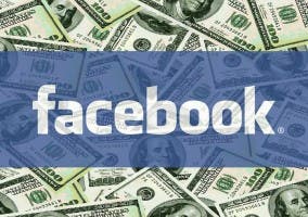 Logotipo Facebook sobre dinero