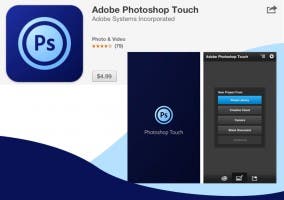 Logotipo y pantalla de Adobe Photoshop Touch