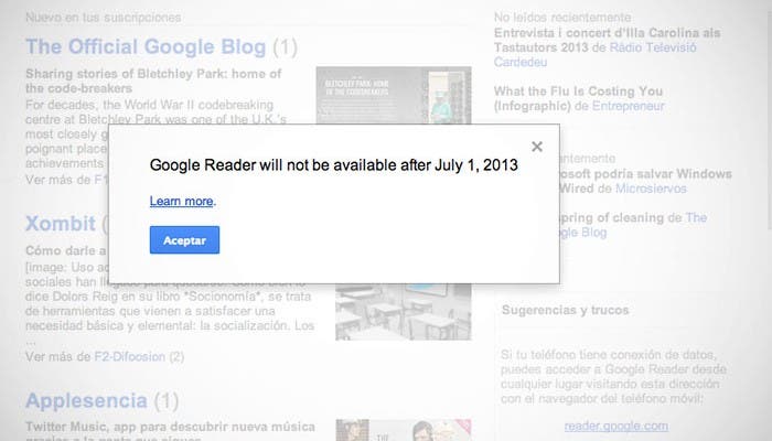 Google Reader desaparecerá el 1 de julio