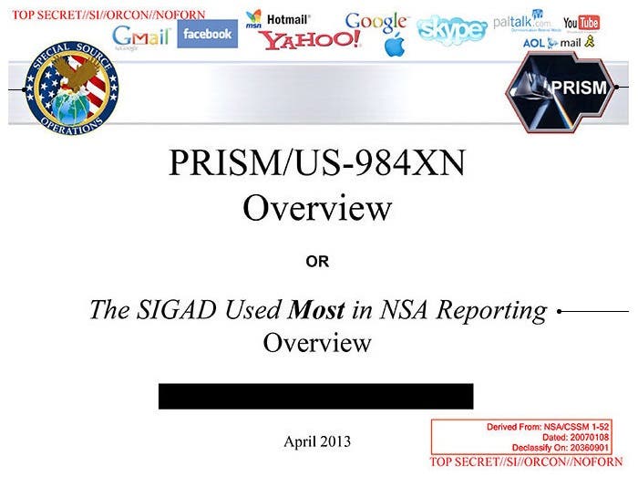 Documento que confirma el programa PRISM