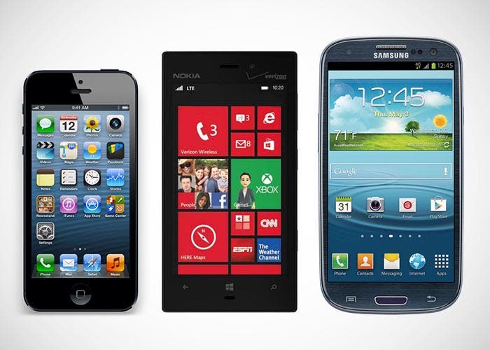 Nokia¡ Lumia 928, iPhone 5 y Samsung Galaxy Galaxy S3