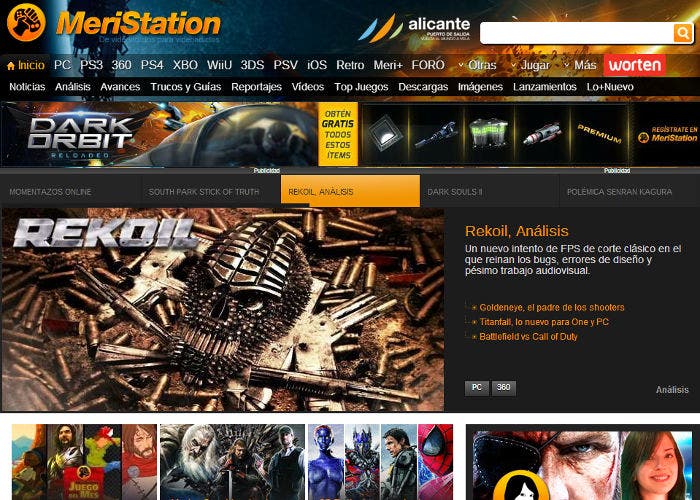 Captura de la web de videojuegos Meristation