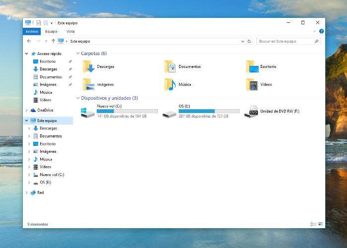 Explorador de archivos de Windows 10