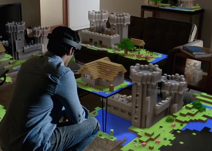 t HoloLens ejecutando el juego Minecraft