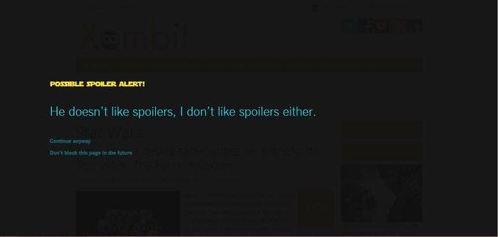 Star Wars The Force Awakens spoilers extension chrome
