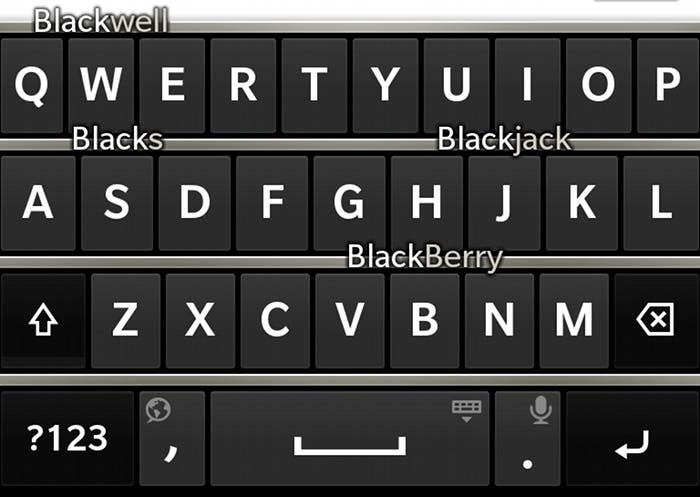 Captura del teclado predictivo de BlackBerry 10